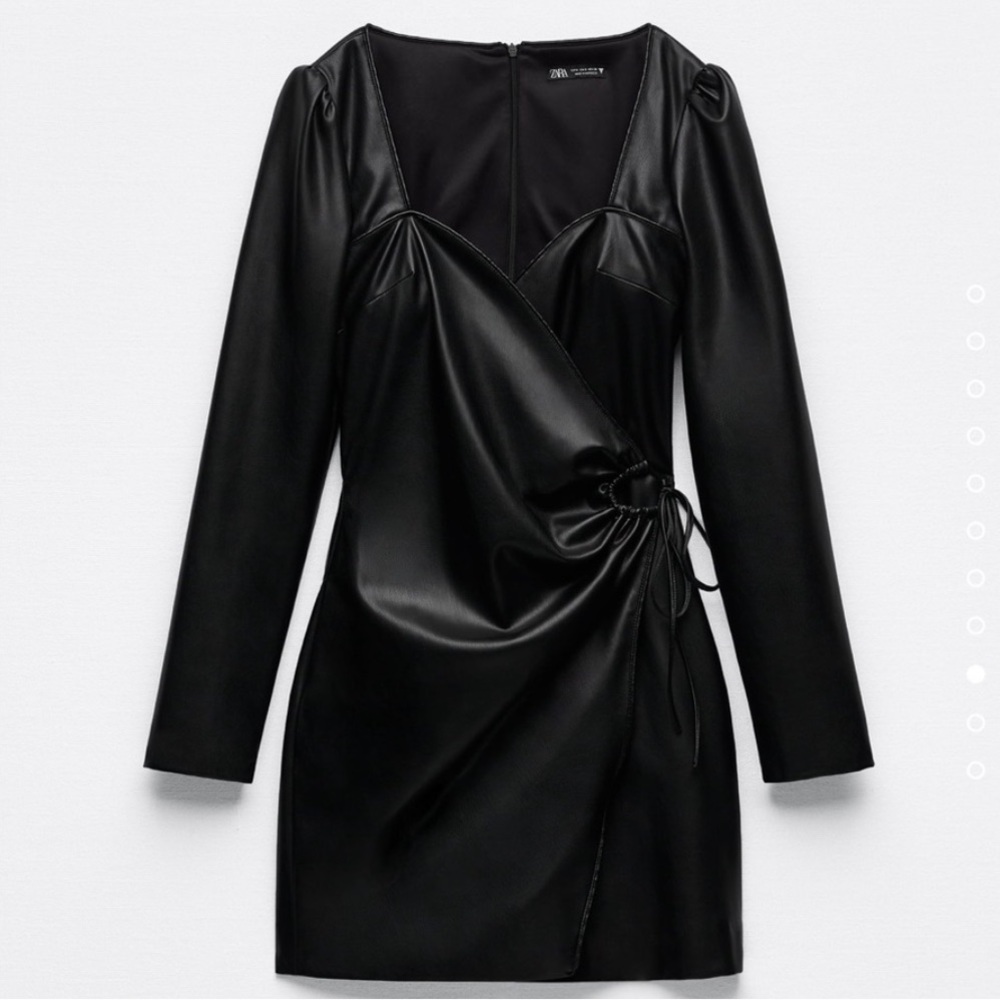 Faux leather mini dress